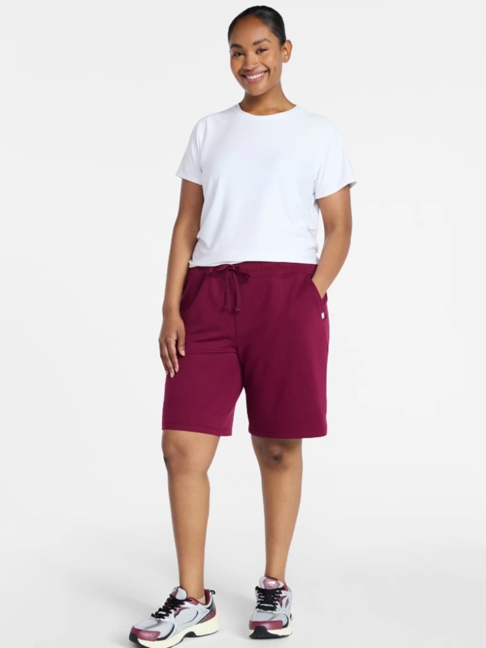 Athletic Works Women’s Plum Candy French Terry Bermuda Shorts Size Large NWT - Picture 2 of 6